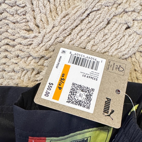 PUMA Men's Multi All Over Logo Sportswear Active Performance Gym Black Shorts - Picture 13 of 13